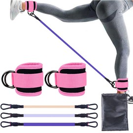 YHIXYUNAZ Fitness Ankle Trainer with Two Straps for Leg and Buttocks Exercises, Ankle Band Fitness Equipment for Legs, Glutes (Pink)