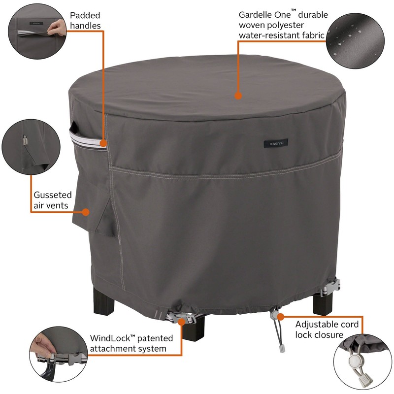 Classic Accessories Ravenna Water-Resistant 30 Inch Round Patio Ottoman/Table Cover,