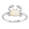 White Simulated Opal Oval Animal Crab Claw Ring .925 Sterling