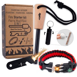 John Lossag - Fire Steel Outdoor Set - Flint, Kienspan, Survival Equipment for Camping