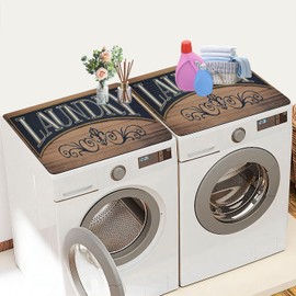 2PCS Washer and Dryer Covers for the Top,Non-slip Dryer Top Protector Mat,23.6" x 19.7" Dust-proof Washing Machine Cover, Washer Dryer Top Covers for Laundry Room Kitchen (brown1-2pcs)