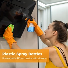 Epicover 24 Pcs Plastic Spray Bottles, 8 oz Empty Refillable Spray Bottles with Adjustable Nozzles, Small Leak-Proof Sprayers, Storage Bottles for Hair Care, Gardening, Cleaning, Black Bottle Head