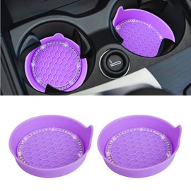 Amooca - Posavasos universales antideslizantes para coche, accesorios interiores de coche, 2 unidades, color morado