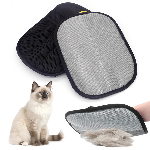 CEWROM Fellmagnet Handschuh, 2PCS Doppelseitige Fellpflegehandschuh für Pets, Wiederverwendbare Atmungsaktive