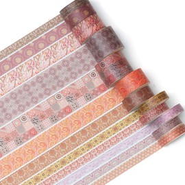 Songdao 12 Rolls Exotic Charm Washi Tape Set Floral Arts Adhesive Tapes Geometric Garden Decorative Masking Tape Sets for Craft, Kids, Scrapbook, DIY, Gift Wrapping (Crimson Cliff)