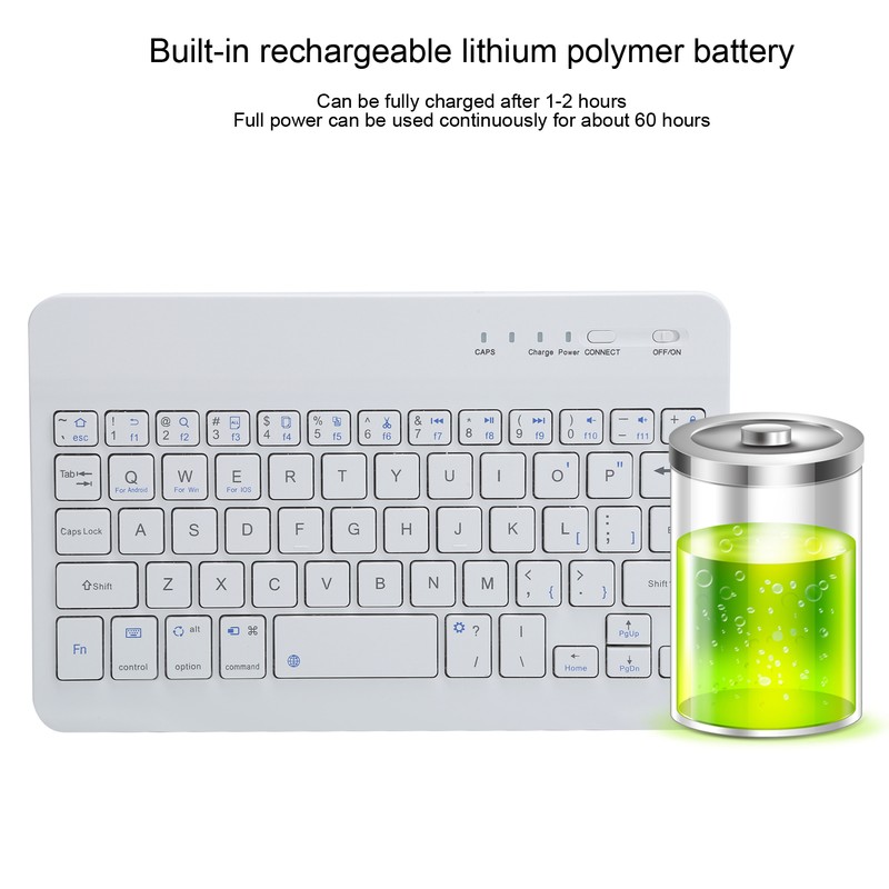 Mini Keyboard Bluetooth Portable 59 Keys Tablet Computer Supplies White