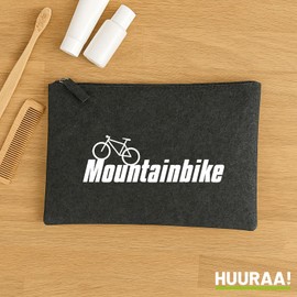 Huuraa Kulturbeutel Mountain Bike Fahrrad Geschenk 1 Liter Charcoal Filz Mountain Bike Geschenkidee