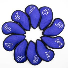 10Pcs Large Number Embroidery Golf Iron Headcovers One-side Number Iron Club Head Cover Set #4-9,P,A,S,X Right Hand RH Cover
