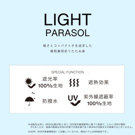 assa Women's Folding Sun Umbrella, Light & Slim Parasol, 100% UV Protection, Heat Shielding Effect, Ultra Lightweight, Slim, 5 Ribs, Sun or Rain, 19.7 inches (50 cm), FM811/Black