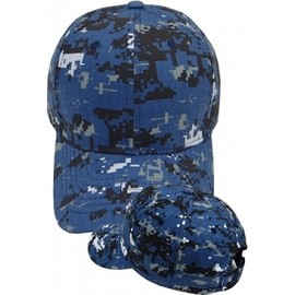 Plain Camouflage Curved Bill Mens Cap [Navy Digital Camo - Adjustable] - ID#146966