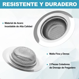 CHENEYMX 2 Piezas Coladores De Drenaje Coladera Malla De Borde Ancho Filtro para Fregadero 4.5 Pulgadas De Diámetro Antiobstrucción Colador De Cocina De Acero Inoxidable