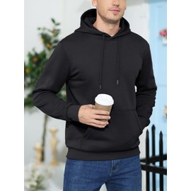 MAGCOMSEN Mens Sweatshirts Hoodies Athletic Hoodie Casual Sweatshirts Fashion Pullover Plain Blank Cotton Sweatshirts Black XL