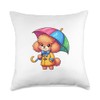 Toy Poodle Umbrella Dog Funny Raincoat Throw Pillow