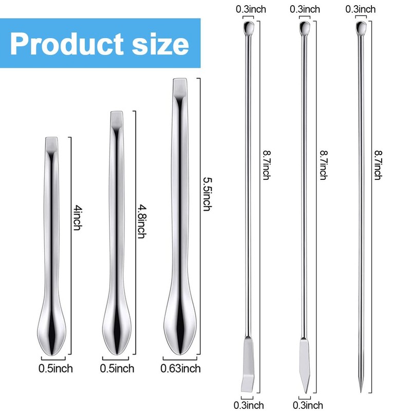 Pack of 6 Spatulas, Laboratory Spoons, Stainless Steel Micro Spoon