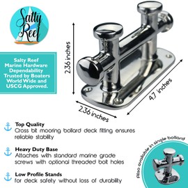 Double Cross Bollard Heavy Duty Marine Grade 316 Stainless Steel