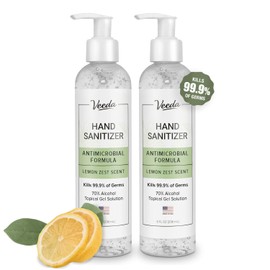 Veeda Scented Hand Sanitizer with Lemon Zest Scent - Moisturizing Clear Gel with Vitamin E & Antimicrobial Formula- Contains 70% Ethyl Alcohol - Hand Sanitizer Travel Size, Made in USA (2 x 8 oz. fl)