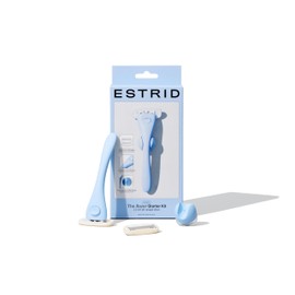 Estrid Starter Kit - Steel Razor + 2 * 5 blade Refill + Wall holder Razor for Body, Vegan, For sensitive skin, 2 refill cartridges (Sky)