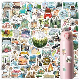 100 Piece Sticker Set, Outdoor Travel Stickers, Waterproof Camping Stickers for Luggage, Suitcase, Laptop, Scrapbook, Snowboard, Skateboard, Motorcycle, Graffiti Sticker