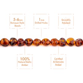 Amber Polished Beads – 100% Natural Baltic Stone 5-6mm Baroque Style Loose with Drilled Holes Multiple Colors - Amber Culture