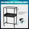 POARMEEY 2-Tier Tattoo Rolling Trolley Holder,Tray Cart on Wheels with