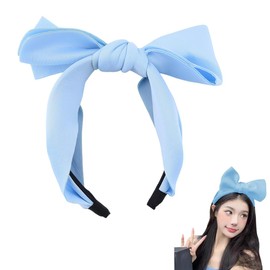 Blue Bow Twist Headband Bowknot Spa Skincare Headband for Women Girls Bow Hairband for Washing Face Bowknot Hair Accessories for Girls Women Top Knot Hair Band Wide Twisted Hairband