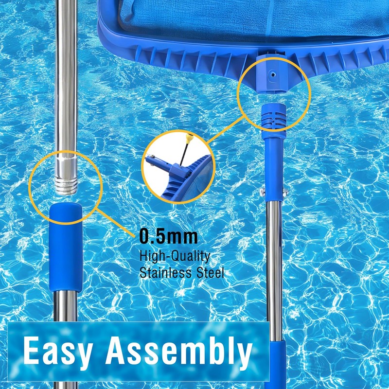Pragmatist Pool Skimmer Net with 113.2 Inch Stainless Steel Pole,