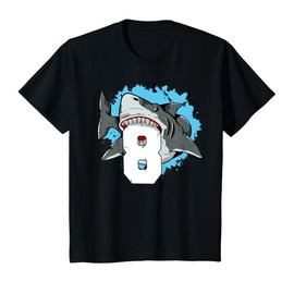 Kids Shark 8th Birthday Boy 8 Eight Shark Theme Party T-Shirt