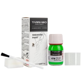 Tarrago Sneakers Paint 25 ml with Brush and Sponge | Fluorine Colours | Paint for Sneakers and Trainers Made of Leather, Faux Leather and Canvas (Fluorine Green 478), - Fluoride Green 478