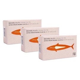 Maria Organic Spiced Mackerel Fillets in EVOO 3-Pack | Portugese Tinned Fish, Sustainably Wild Caught, Omega 3, Hand Packed Cans with Organic Piri Piri | 3 x 125g