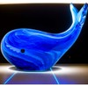 vskikris Blue Glass Whale Figurine Collectibles Hand Blown Art Glass