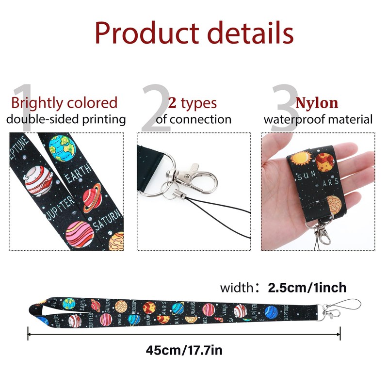Amabro Pack of 3 lanyard for hanging, planet key chain,