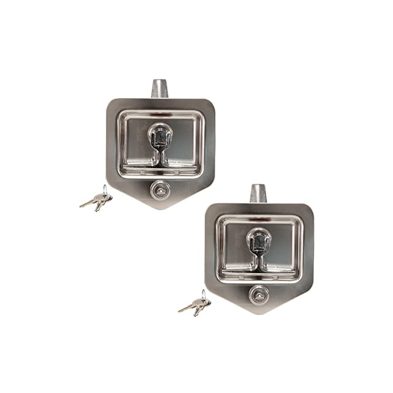 Buyers Products L8855 Locking T-Handle Latch, 2 Pack, Polished Stainless