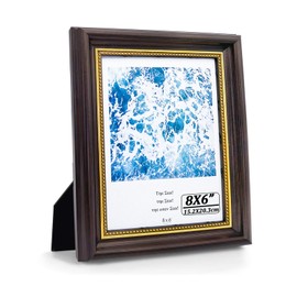 Andiker 8x6 Photo Frame, Simple Style Photo Frame with Mount Tabletop or Wall-mounted Horizontally and Vertically Exquisite Elegant Picture Frame for Birthdays Weddings (Brown, 8x6)