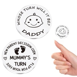 Pack of 2 Christening Gift Boy and Girl, Funny Decision Coin for New Parents, Guardian Angel Decision Coin, New Parents Gift to Make a Decision