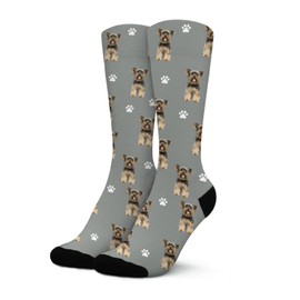 Funny Dog Crew Socks,Cute Yorkie Athletic Running Socks for Men Women (Athletic, Yokie)