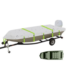 Jon Boat Cover Fit Tracker Grizzly 1754 Jon and War Eagle 1754, 18ft Trailerable 900D Heavy Duty with PU Coating 100% Waterproof & UV-Resistant, [Motor Cover Included]