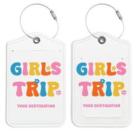 LARTSFRO Preppy Color Girls Trip Luggage Tags, 2 Pack Travel Luggage Tags, Teen Girls Gifts Suitcase Tags