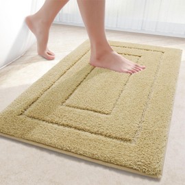 Homaxy Microfibre Bathroom Rug Non-Slip Washable Bath Mat Soft Bath Mat Water Absorbent Bath Mat for Bathroom - 50 x 76 cm, Beige