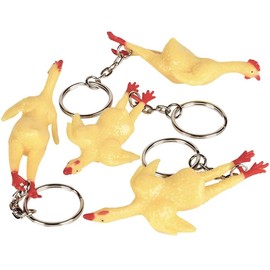 Stretch Rubber Chicken Keychain (3 Inch) (12 Pack) Yellow Mini Rubber Chickens for Purses and Keys Fidget Toy (12)