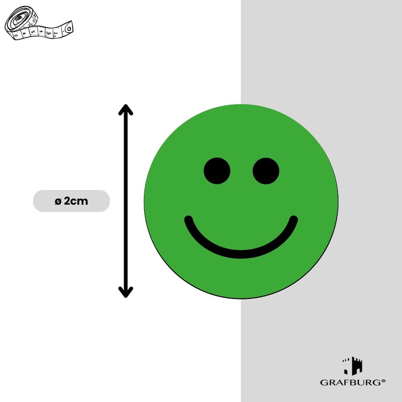 20 Colourful Magnets (Diameter 2 cm): 10 Laughing Green and