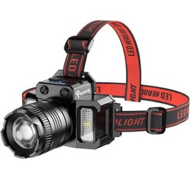 Xanadx Rechargeable Headlamp High 20,000 Lumens 40 Hours 180° LED Flashlights Flashlight 4 Modes IPX4 Waterproof 9000mAh Powerful Headlamp USB Type-C Cable for Emergencies, Camping, Hiking (XAFF51)