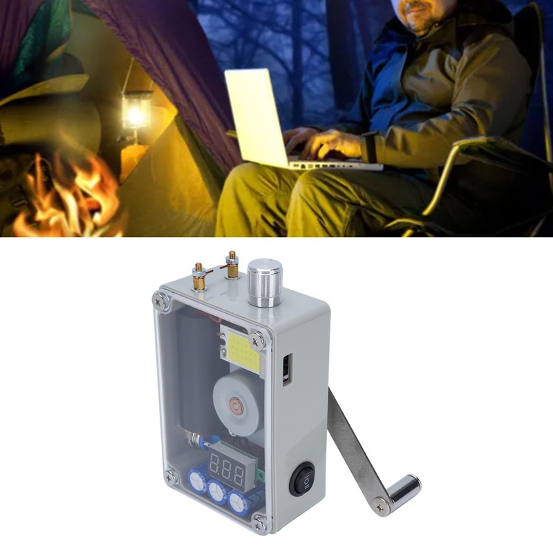 Hand Crank Generator, Fast Charging Portable Power Station with COB