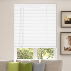 CALYX INTERIORS Room Darkening Vinyl Mini Blinds, Cordless, 1" Slat, 38.5" W x 60" H, White