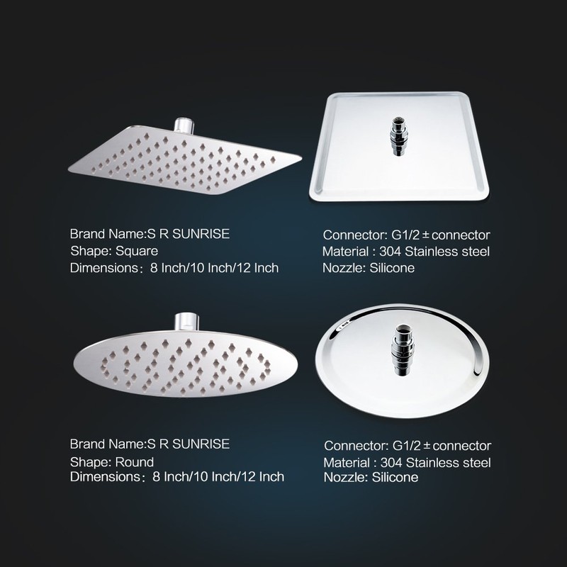 SR SUN RISE Luxury 12 Inch Large Square Stainless Steel