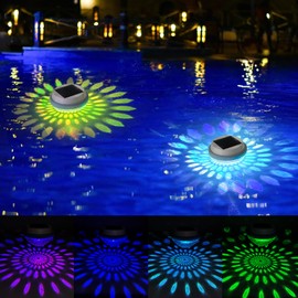 AVEKI Floating Pool Lights, Solar Pool Lights with RGB Auto Color Changing, Waterproof Solar Floating Light for Pool Fountain Bathtub (2 Pack)