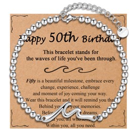 OAVOOK 50th Birthday Gifts for Her Wave Bracelet for Women 50 Years Old Birthday Jewelry for Mom, Grandma, Wife, Mother-In-Law
