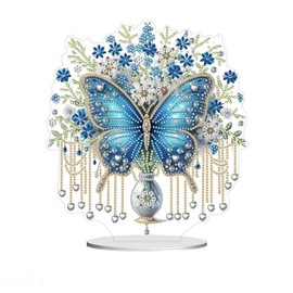 5D Diamond Painting Butterfly, DIY Diamond Painting Stand with Flowers and Crystals, Creative Craft Set for Adults and Children, Butterfly Diamond Painting Set for Home and Office Decoration