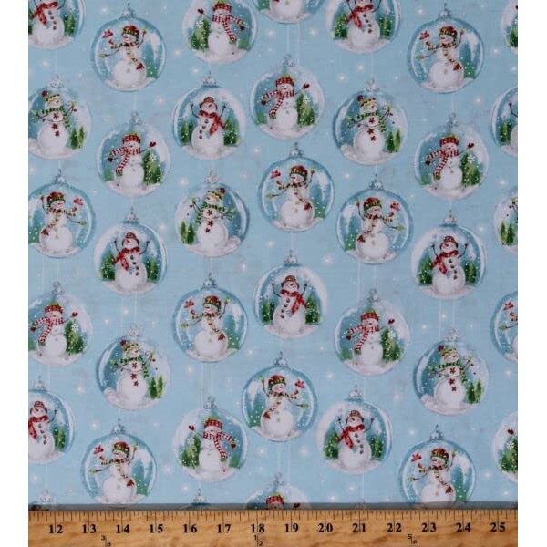 FlashPhoenix Quality Sewing Fabric – 100% Cotton Snow Globe Snowmen