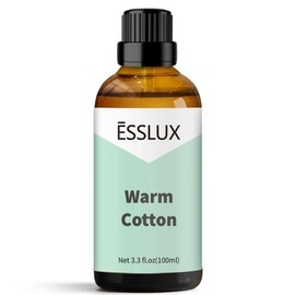 Warm Cotton Fragrance Oil, ESSLUX Large Single Scented Oils 100 ml (3.3 oz), Fresh Clean Aromatherapy Essential Oils for Home for Diffuser, Massage, Soap, Candle Making Scents
