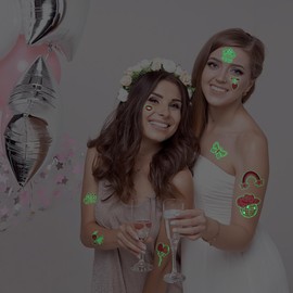 50 Pieces Glow in The Dark Temporary Tattoos, Pink Preppy Bachelorette Tattoos Stickers, Girls Women Body Face Art, Disco Cowgirl Party Decorations Favor Supplies